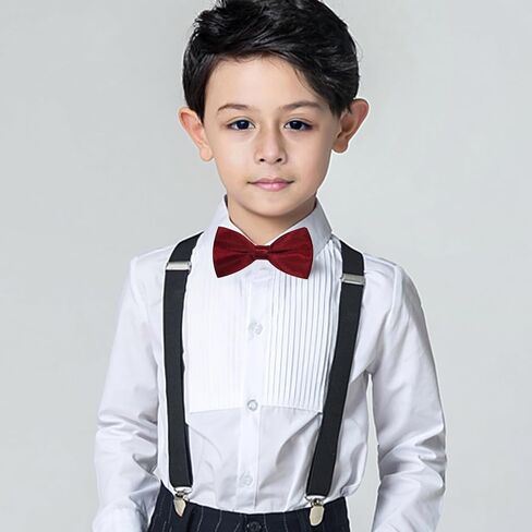 Bow Tie and Pocket Square for Boys Kids Pre Tied Adjustable Bowtie Handkerchief Set for Party Wedding Formal Dress in Saudi Arabia