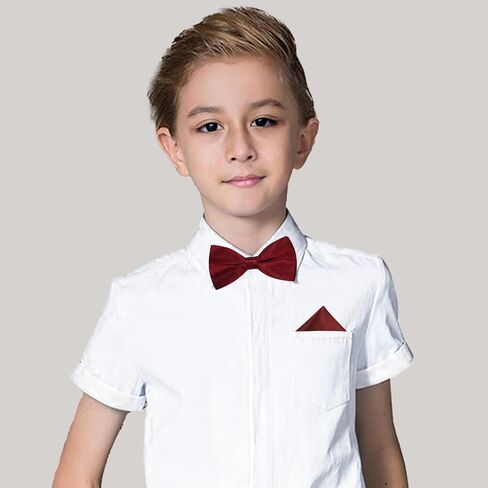 Bow Tie and Pocket Square for Boys Kids Pre Tied Adjustable Bowtie Handkerchief Set for Party Wedding Formal Dress in Saudi Arabia