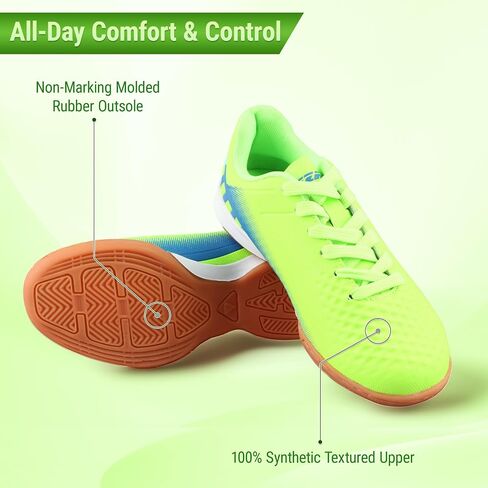 Vizari Santos Junior Indoor Soccer Shoes - Durable & Water-Resistant Soccer Shoes for Kids - Lightweight & Adjustable Youth Soccer Soccer with Round Studs for Maximum Traction & Superior Ball Control in Saudi Arabia