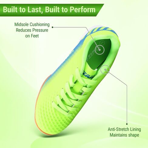 Vizari Santos Junior Indoor Soccer Shoes - Durable & Water-Resistant Soccer Shoes for Kids - Lightweight & Adjustable Youth Soccer Soccer with Round Studs for Maximum Traction & Superior Ball Control in Saudi Arabia