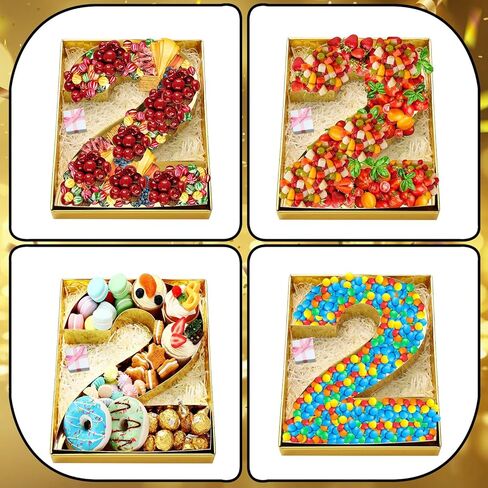 رقم 11.8 بوصة من الورق المقوى Charcuterie مع غطاء شفاف ورق قابل للتعبئة حرف Mache علبة حلوى كب كيك صندوق حاوية حلوى لعيد الميلاد والذكرى السنوية لعيد الهالوين وديكور عيد الميلاد (ذهبي، رقم 2) in Kuwait