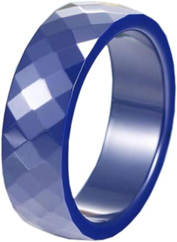 PAMTIER Unisex Ceramic Dainty 6mm Multi-Faceted Rhombic Cut Classic Plain Ring Comfort Fit Engagement Wedding Band in Kuwait