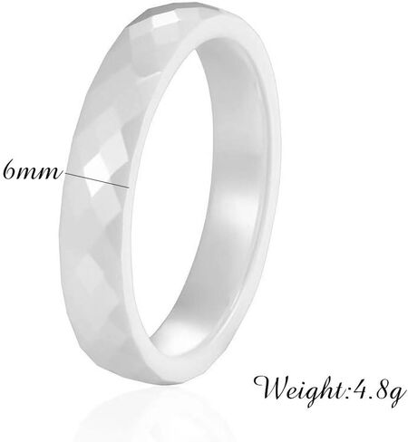 PAMTIER Unisex Ceramic Dainty 6mm Multi-Faceted Rhombic Cut Classic Plain Ring Comfort Fit Engagement Wedding Band in Kuwait