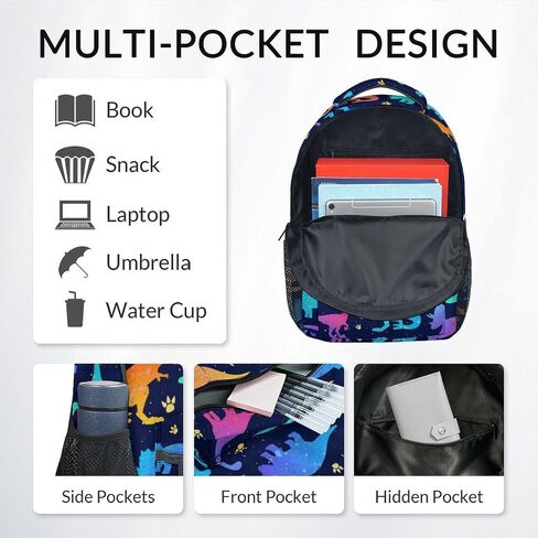 Dinosaur Backpack for Boys Girls, School Backpack for Kids, 17 Inch Kids Bookbag for Elementary Middle School, Funny, Colorful Durable Girls Dinosaur Backpacks in Saudi Arabia