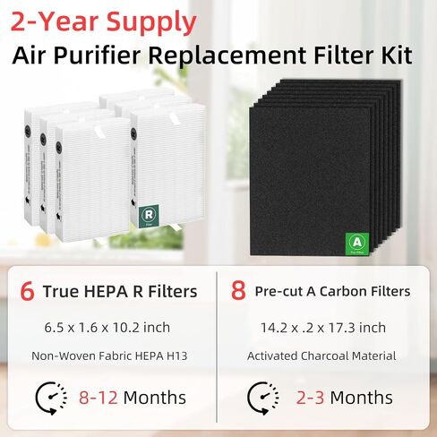 HPA300 HEPA Replacement Filters for Honeywell Air Purifier Filter Replacement R True Filter 3 Pack HRF-R3 Carbon Pre Filters 4 Pack Compatible with Honeywell HPA300, HPA304, HPA5300, HPA 8350 in Kuwait