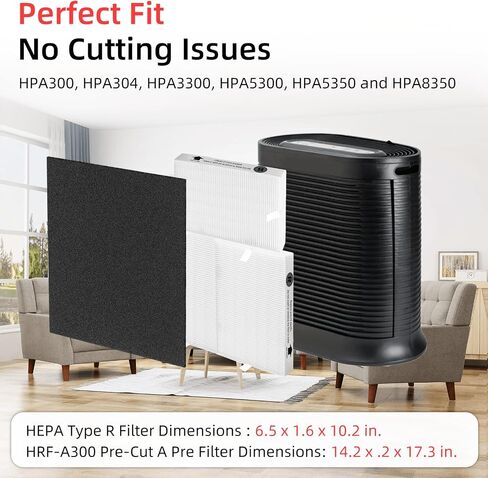 HPA300 HEPA Replacement Filters for Honeywell Air Purifier Filter Replacement R True Filter 3 Pack HRF-R3 Carbon Pre Filters 4 Pack Compatible with Honeywell HPA300, HPA304, HPA5300, HPA 8350 in Kuwait