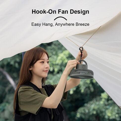 Homdat Camping Fan with 20000mAh Portable Fan Rechargeable with LED Lantern, USB Fan with Hanging Hook, Beach Fan Rechargeable Use as Power Bank, Quiet and Adjustable Battery Powered Fan, Travel Fan in Saudi Arabia