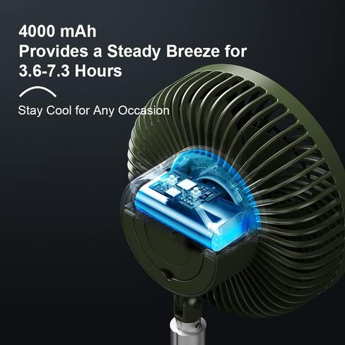 Homdat Camping Fan with 20000mAh Portable Fan Rechargeable with LED Lantern, USB Fan with Hanging Hook, Beach Fan Rechargeable Use as Power Bank, Quiet and Adjustable Battery Powered Fan, Travel Fan in Saudi Arabia