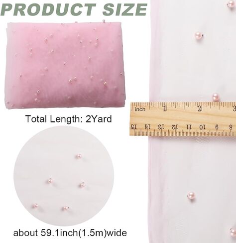 GORGECRAFT 1.6x2 Yards Pink Mesh Table Cloth Runner Blushing Bridal Veil Tablecloth Pearl Tulle Lace Fabrics Wedding Arch Decorations Chiffon Covers for Birthday Party Arch Event Dining Tables in Saudi Arabia