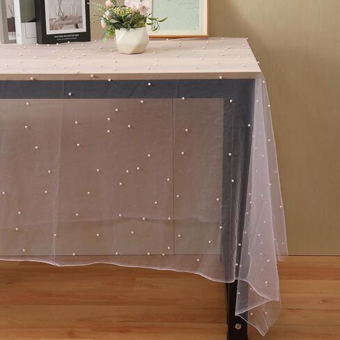 GORGECRAFT 1.6x2 Yards Pink Mesh Table Cloth Runner Blushing Bridal Veil Tablecloth Pearl Tulle Lace Fabrics Wedding Arch Decorations Chiffon Covers for Birthday Party Arch Event Dining Tables in Saudi Arabia