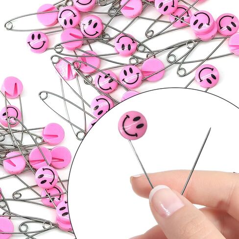 50 PCS Safety Pin 53mm/2.1in Baby Diaper Pins for Cloth Plastic Head Baby Pins for Diapers Stainless Steel Cloth Pins with Locking Closures Nappy Pins for Crafts（XL/Pink） in Kuwait