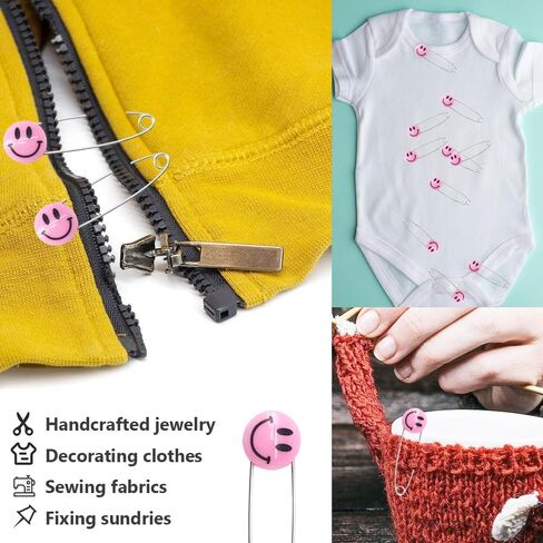 50 PCS Safety Pin 53mm/2.1in Baby Diaper Pins for Cloth Plastic Head Baby Pins for Diapers Stainless Steel Cloth Pins with Locking Closures Nappy Pins for Crafts（XL/Pink） in Kuwait