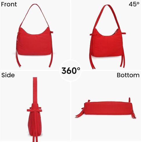 Nylon Crescent Bag Coquette Bow Purse for Women Y2K Purse Red Shoulder Bag Cute Bow Tie Tote Handbag Underarm Bag in Saudi Arabia
