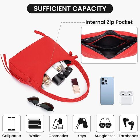 Nylon Crescent Bag Coquette Bow Purse for Women Y2K Purse Red Shoulder Bag Cute Bow Tie Tote Handbag Underarm Bag in Saudi Arabia