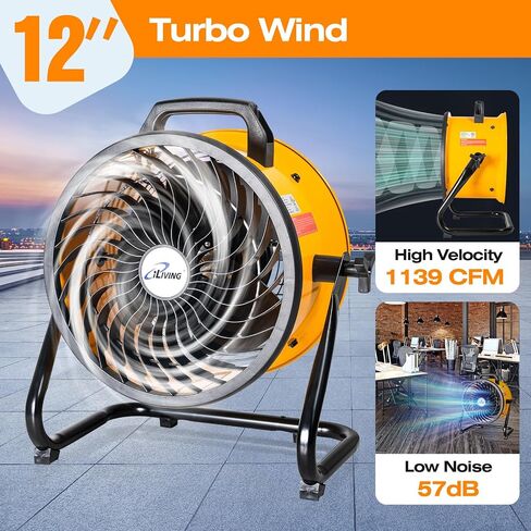 iLIVING 30 Inches High Velocity Drum Fan Industrial, Commercial, Air Circulator for Garage, Shop, Patio, Barn, Greenhouse, Speed Control 8300CFM, UL Listed in Kuwait