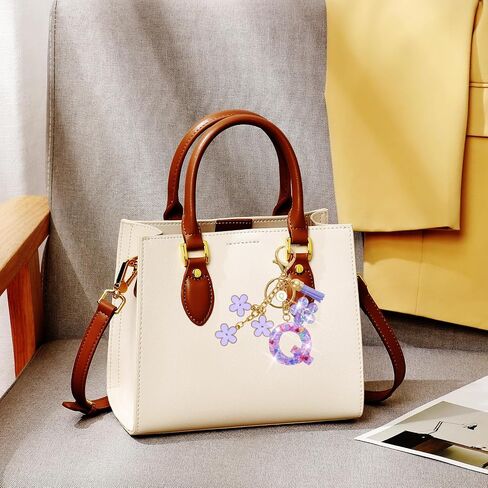 Resin Alphabet Initial Letter Keychain Tassel Flower Pendant Key Ring for Purse Handbag Car Keys in Kuwait