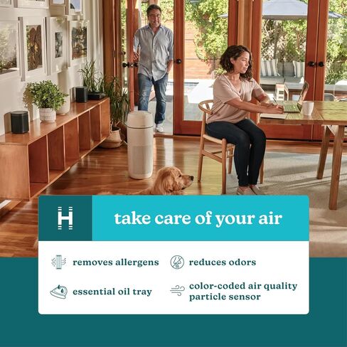 Homedics 5-in-1 PetPlus UV-C Air Purifier - 360-Degree HEPA Filter for 266 Sq Ft, Air Purifiers for Pets, Bedroom, and Home with Essential Oil Pads and Built-In Timer, 3 Speed Settings, White in Kuwait