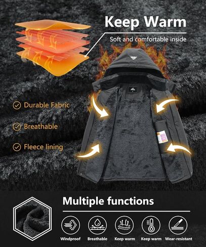 Men's Mountain Ski Jacket Waterproof Winter Coat Warm Snowboarding Jacket Snow Windbreaker Hooded for Hiking in Saudi Arabia