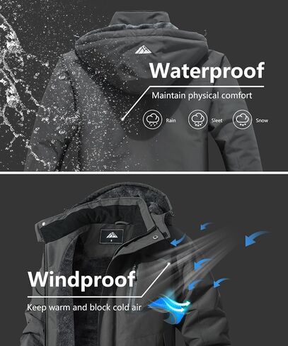 Men's Mountain Ski Jacket Waterproof Winter Coat Warm Snowboarding Jacket Snow Windbreaker Hooded for Hiking in Saudi Arabia