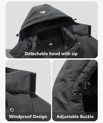 Men's Mountain Ski Jacket Waterproof Winter Coat Warm Snowboarding Jacket Snow Windbreaker Hooded for Hiking in Saudi Arabia