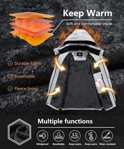Men's Mountain Ski Jacket Waterproof Winter Coat Warm Snowboarding Jacket Snow Windbreaker Hooded for Hiking in Saudi Arabia