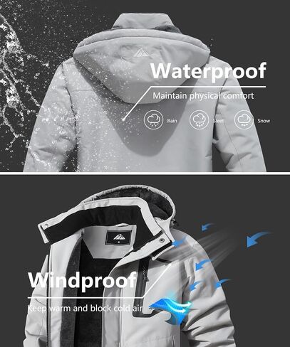Men's Mountain Ski Jacket Waterproof Winter Coat Warm Snowboarding Jacket Snow Windbreaker Hooded for Hiking in Saudi Arabia