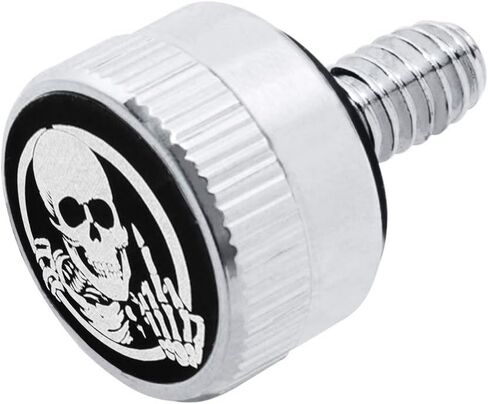 Aluminium Knurled Fender Seat Bolt Screw 1/4"-20 Thread Compatible with Harley Sportster Touring Softail Dyna CVO Electra Glide Street Glide 1996-2020- Skeleton Middle Finger-Chrome in Saudi Arabia