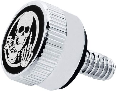 Aluminium Knurled Fender Seat Bolt Screw 1/4"-20 Thread Compatible with Harley Sportster Touring Softail Dyna CVO Electra Glide Street Glide 1996-2020- Skeleton Middle Finger-Chrome in Saudi Arabia