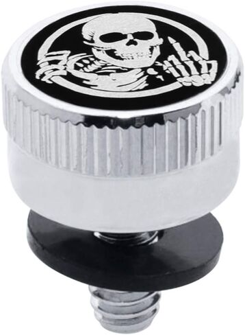 Aluminium Knurled Fender Seat Bolt Screw 1/4"-20 Thread Compatible with Harley Sportster Touring Softail Dyna CVO Electra Glide Street Glide 1996-2020- Skeleton Middle Finger-Chrome in Saudi Arabia