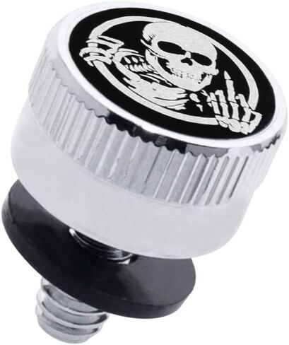 Aluminium Knurled Fender Seat Bolt Screw 1/4"-20 Thread Compatible with Harley Sportster Touring Softail Dyna CVO Electra Glide Street Glide 1996-2020- Skeleton Middle Finger-Chrome in Saudi Arabia