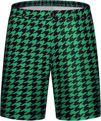 Lars Amadeus Houndstooth Shorts for Men's Flat Front Plaid Print Chino Shorts in Kuwait