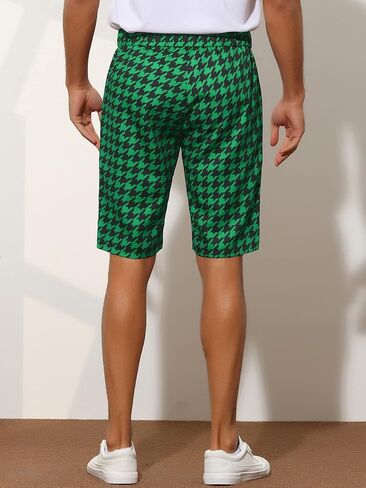 Lars Amadeus Houndstooth Shorts for Men's Flat Front Plaid Print Chino Shorts in Kuwait