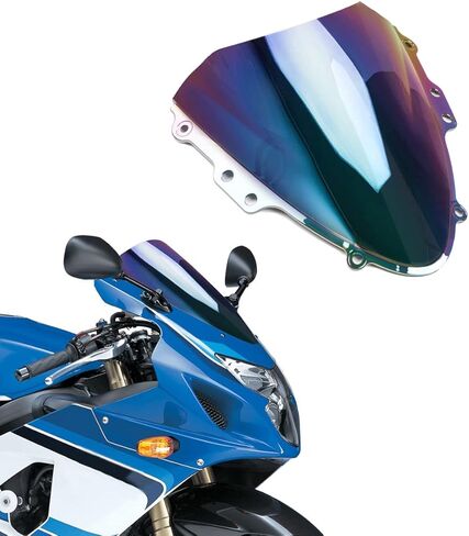 WYNMOTO دراجة نارية داكنة إيريديوم فقاعة مزدوجة الزجاج الأمامي متوافق مع سوزوكي 04 05 GSX-R 600 GSXR 750 GSXR600 GSXR750 K4 2004 2005 (إيريديوم عميق) in Kuwait