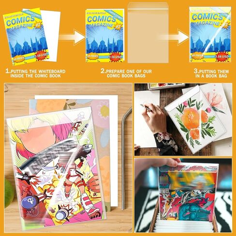 75 مجموعة من حقائب وألواح الكتب الهزلية بالحجم الحالي، وأغلفة الكتب الهزلية الشفافة القابلة لإعادة الاستخدام مع تخزين مجلة القصص المصورة العادية من الورق المقوى الأبيض على الوجهين للأعمال التجارية الصغيرة in Kuwait