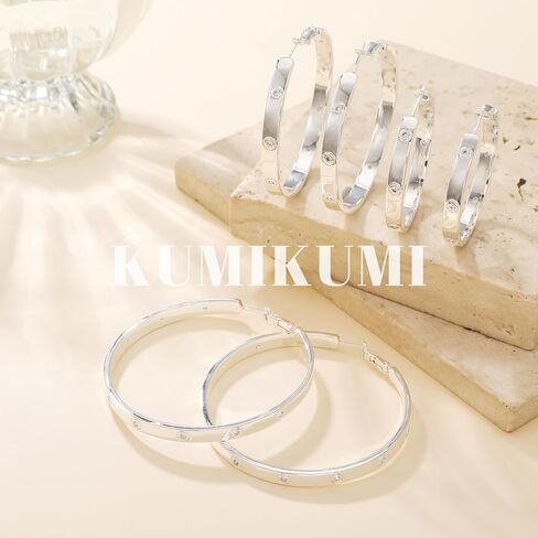 Sterling Silver Hoop Earrings,Hypoallergenic Silver Hoop Earrings for Women Lightweight Silver Hoops Earrings for Women(40/50/60mm) in Saudi Arabia