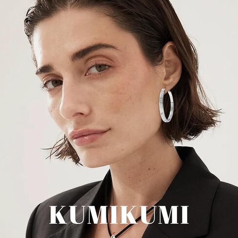 Sterling Silver Hoop Earrings,Hypoallergenic Silver Hoop Earrings for Women Lightweight Silver Hoops Earrings for Women(40/50/60mm) in Saudi Arabia