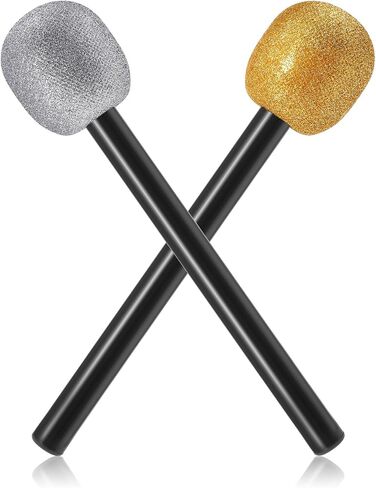 2 Pcs Fake Microphone Glitter Microphone Prop Plastic Pretend Microphone Stage Glittered Toy Microphone for Kids Rock Star Fake Mic for Disco Stage or Costume Prop Birthday Party Favors in Saudi Arabia