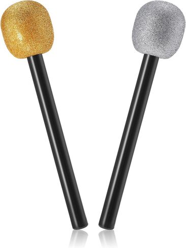 2 Pcs Fake Microphone Glitter Microphone Prop Plastic Pretend Microphone Stage Glittered Toy Microphone for Kids Rock Star Fake Mic for Disco Stage or Costume Prop Birthday Party Favors in Saudi Arabia