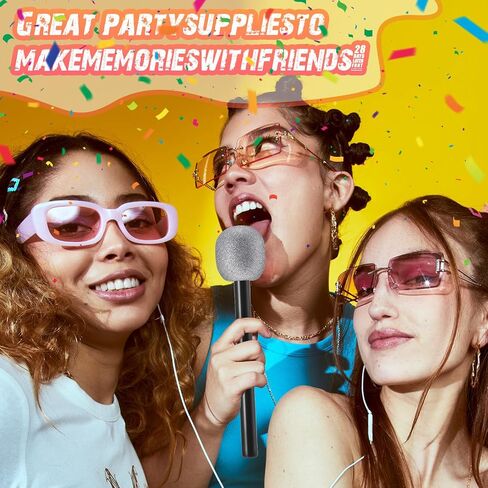 2 Pcs Fake Microphone Glitter Microphone Prop Plastic Pretend Microphone Stage Glittered Toy Microphone for Kids Rock Star Fake Mic for Disco Stage or Costume Prop Birthday Party Favors in Saudi Arabia