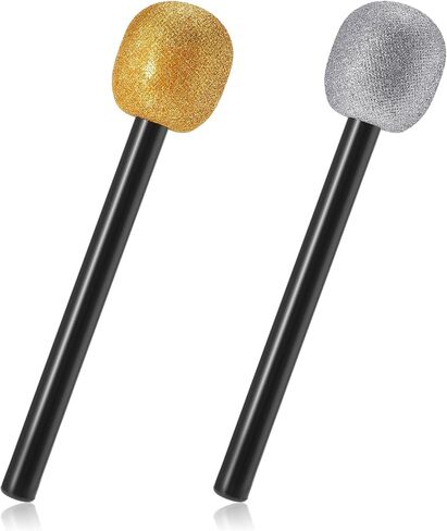 2 Pcs Fake Microphone Glitter Microphone Prop Plastic Pretend Microphone Stage Glittered Toy Microphone for Kids Rock Star Fake Mic for Disco Stage or Costume Prop Birthday Party Favors in Saudi Arabia