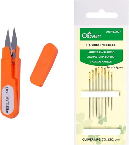 Sashico Needles, Assorted Sizes for Sashiko Stitching, Bundled with Embroidery Scissors, Long Needles for Crafts, Embroidery Needles, Ideal for Fabrics [Pack of 1] in Saudi Arabia