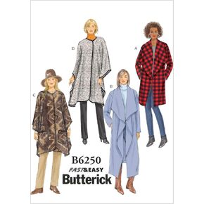 Butterick Patterns B6250ZZ0 Misses Jacket, Coat and Wrap, ZZ (LRG-XLG-XXL)