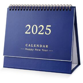 Desk Calendar, 2024-2025 Small Table Calendar 7.48x6.3 Inch Academic Year Desktop Standing Flip Calendar Running from July 2024 to December 2025 for School Office Home (Blue)