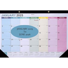 Desk Calendar 2025, 18 Months Desktop Calendar from January 2025 to June 2026, Large Monthly Wall Calendars with Hanging Hole and Corner Protector for Office School Home, 17" x 12"