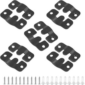 Luomorgo 10 Pack Small Black Flush Mount Bracket, 44x19mm (1-3/4 x 3/4 inch) Z-Clips, Heavy Duty Picture Hangers Interlocking Photo Frame Hook for Hanging Headboards, Display Wall Mount Hardware