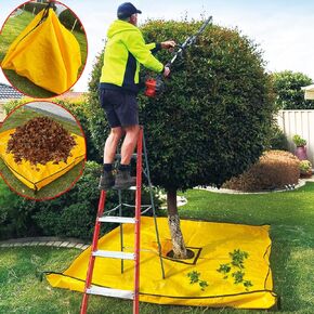 Landscape Tarp for Trimming, 78.7"X78.7" Garden Tree Pruning Tarp with 12 inch Hole, Bush Trimming Tarp with Corner Buckles on Four Corners for Easy Collection of Fallen Leaves
