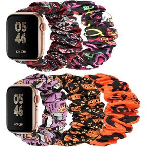 Scrunchie Watch Bands for Women Compatible with Apple Watch 38mm 40mm 41mm 42mm 44mm 45mm, Elastic Scrunchy Replacement Band Soft Stretchy Band For iWatch Series 7/6/5/4/3/2/1/SE