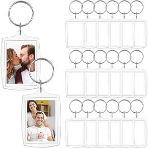 20 Pcs Acrylic Photo Frame Keychain, 2.16 x 1.57 inch/5.5 x 4 cm, Double Sided Blank Personalized Keychain, Photo Insert Keychain, Clear Picture Keychain, for Personalised Custom and Artwork