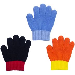 3 Pieces Toddler Gloves Kids Full Fingers Knitted Gloves Warm Mitten Winter Favor for Little Boys and Girls 3-5T