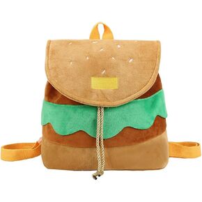 1Pcs Cute Hamburger Backpack Purse Fun Cartoon Design with Drawstring Closure for Books and Essentials
